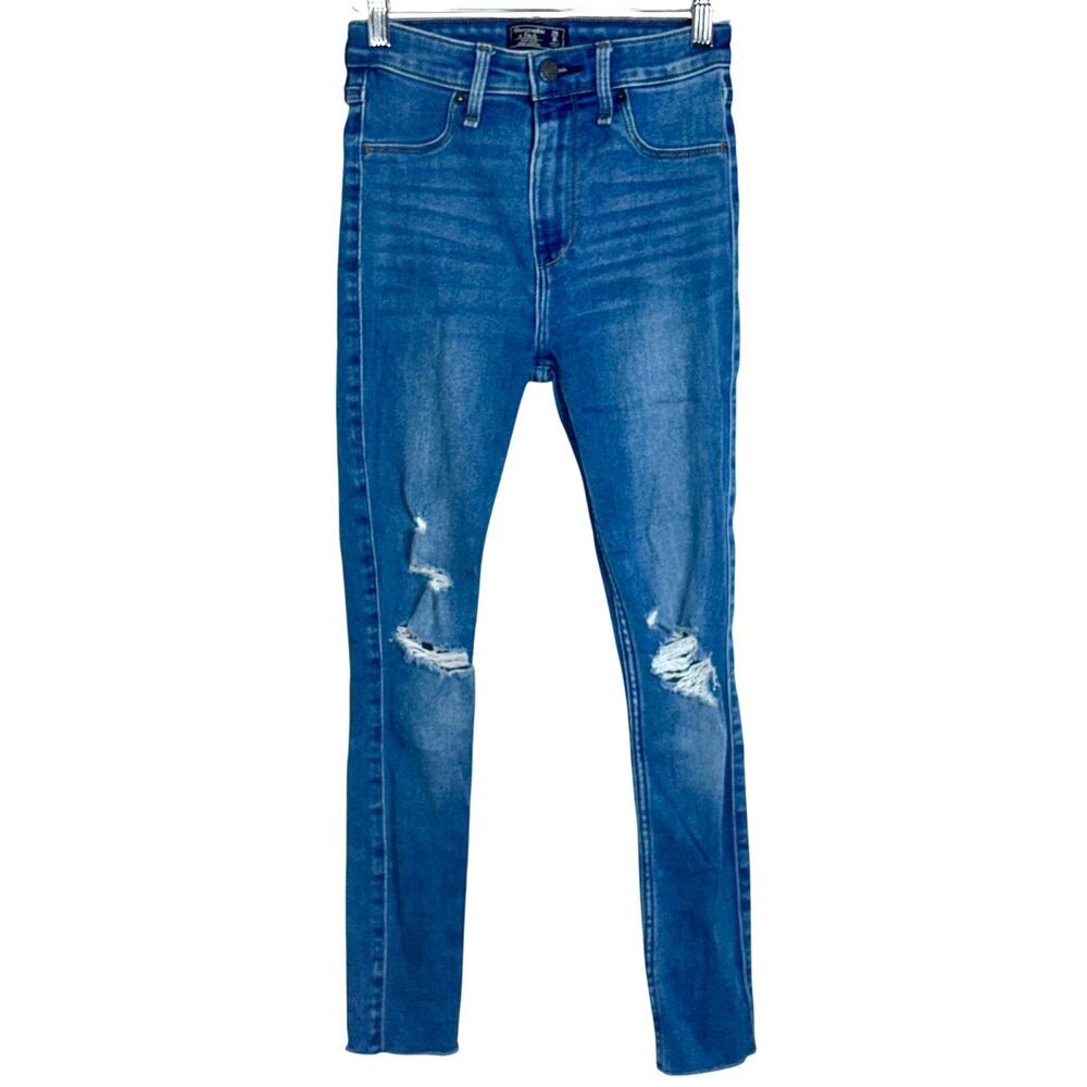 Abercrombie & Fitch High Rise Jean Legging Blue Denim Distressed Women Size 25 0